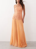 Elegant Strapless Lace Embroidered Maxi Dress