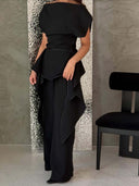 Asymmetrical Fringe Top And Pants Two-Piece Set