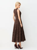 Elegant 3D Floral Lace Sleeveless Midi Dress