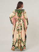 Elegant Floral Print V-Neck Batwing Sleeve Maxi Dress