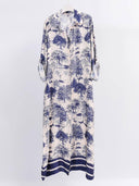 Satin Jungle Floral Print Loose Maxi Dress