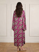 Exquisite Satin Abstract Print Maxi Dress