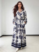 Satin Jungle Floral Print Loose Maxi Dress