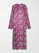 Exquisite Satin Abstract Print Maxi Dress