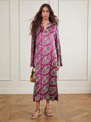 Exquisite Satin Abstract Print Maxi Dress