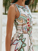Bohemian Style Paisley Print Sleeveless Maxi Dress