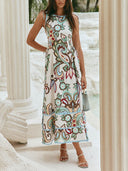 Bohemian Style Paisley Print Sleeveless Maxi Dress