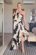 One-Sleeve Irregular Hem Maxi Dress