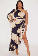 One-Sleeve Irregular Hem Maxi Dress