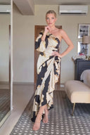 One-Sleeve Irregular Hem Maxi Dress
