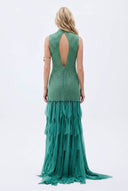 Tassel Design Sparkling Backless Maxi Dress