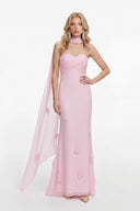 Flower Design Shawl Maxi Dress