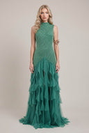 Tassel Design Sparkling Backless Maxi Dress