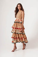 Pleated Deign Printed Maxi Dress