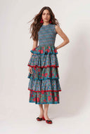 Pleated Deign Printed Maxi Dress