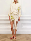 Casual Floral Embroidered Shirt & Wrap Skirt Set