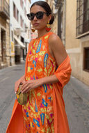 Printed Dress And Coat Set