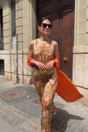 Printed Dress And Coat Set