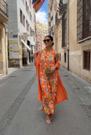 Printed Dress And Coat Set