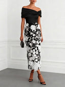 Elegant Floral Embroidered Off-Shoulder Maxi Dress
