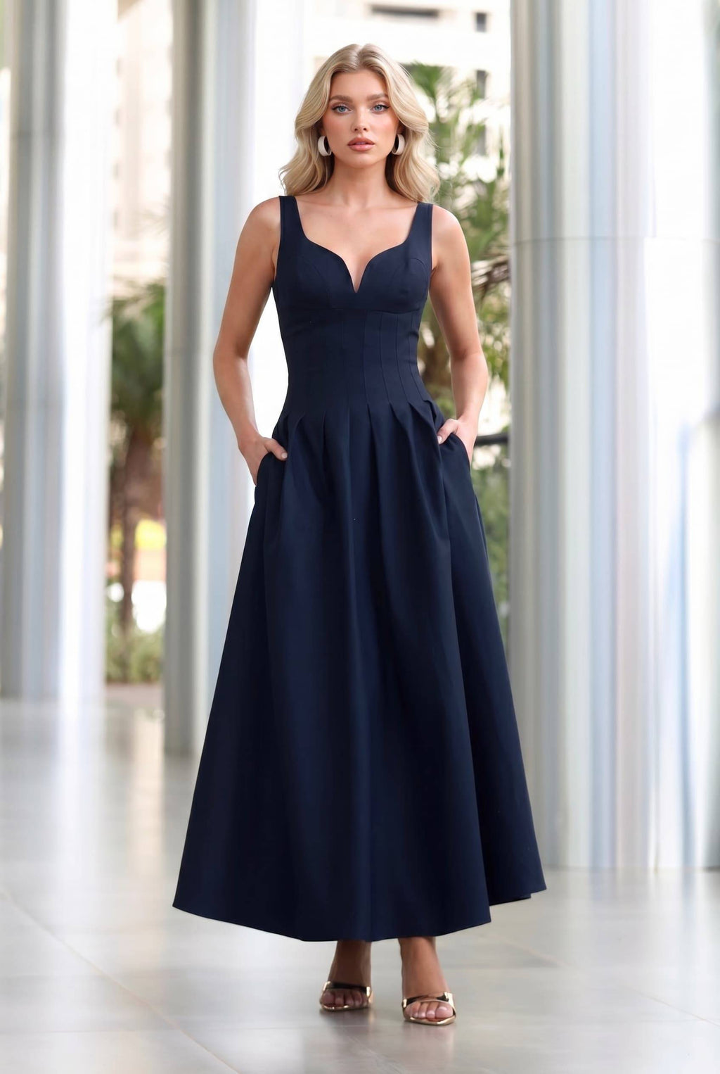 Minimalist Slim Sling Maxi Dress