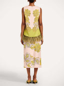 Feather Trim Top & Midi Skirt Two-Piece Set