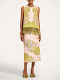 Feather Trim Top & Midi Skirt Two-Piece Set