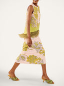 Feather Trim Top & Midi Skirt Two-Piece Set