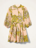 Exquisite Eyelet Lace Puff Sleeve Belted Mini Dress
