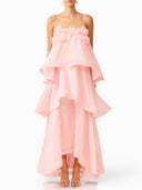 Elegant 3D Floral Applique Tiered Gown Maxi Dress