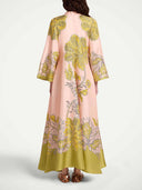 Elegant Retro Print Satin Tie-Waist Maxi Dress