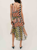 Casual Geometric Stripe Print Flowing Maxi Dress