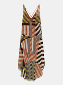 Casual Geometric Stripe Print Flowing Maxi Dress