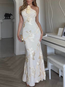 Legant 3D Floral Backless Maxi Dress