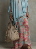 Boho Floral Print Flowy Chiffon Two-Piece Set