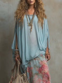 Boho Floral Print Flowy Chiffon Two-Piece Set