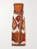 Retro Geometric Ikat Palm Tree Print Midi Dress