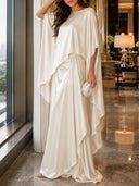 Elegant Satin Cape Wide-Leg Pants Set