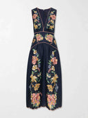 Exquisite Sleeveless V-Neck Floral Print Midi Dress