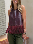Casual Tie-Dye Tassel Vest & Wide-Leg Pants Two-Piece Set
