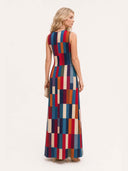 Bohemian Color Block Sleeveless Maxi Dress