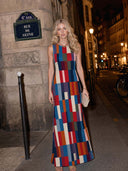 Bohemian Color Block Sleeveless Maxi Dress