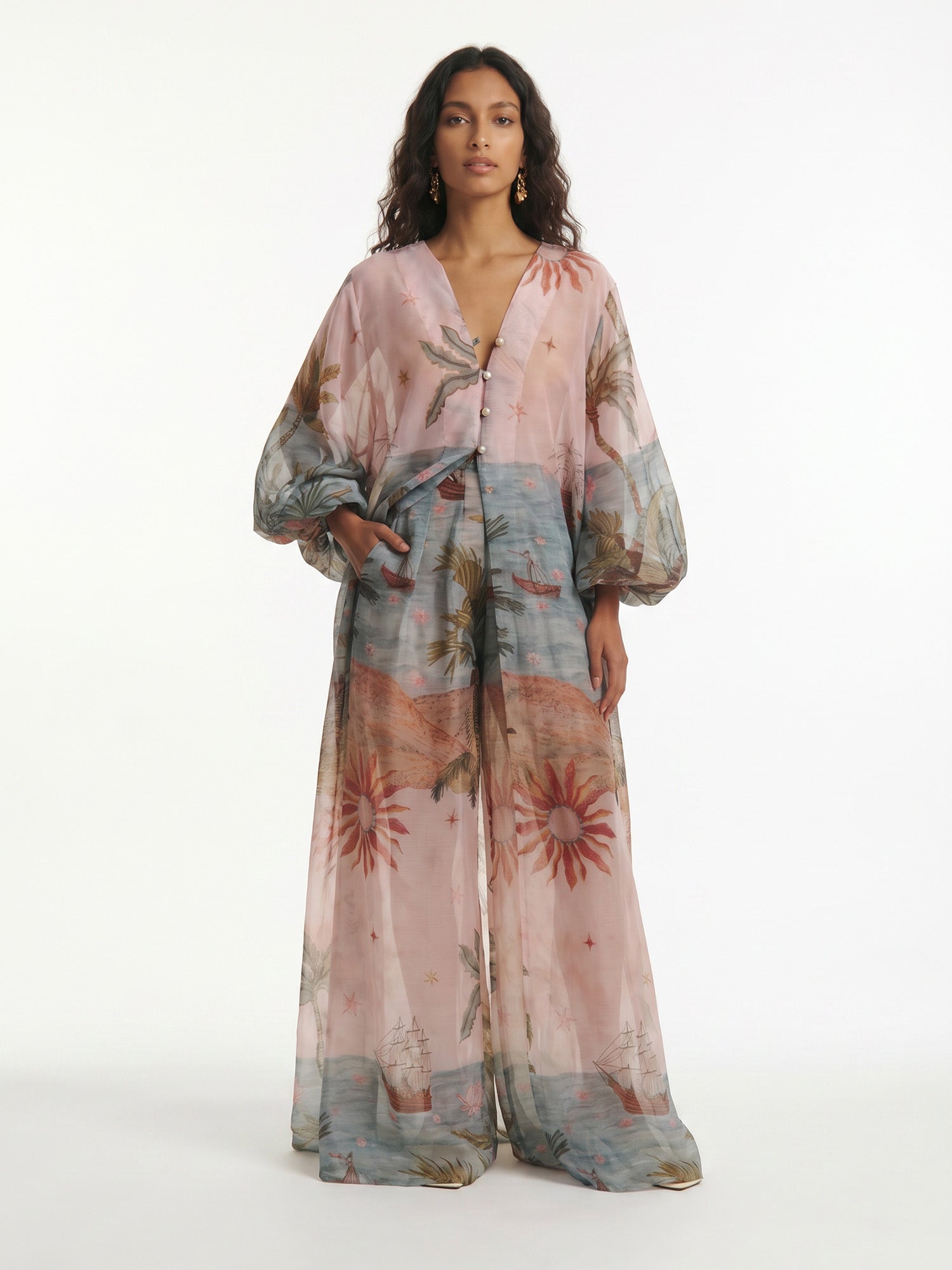 Oceanic Mirage Flow Wide Leg Pants