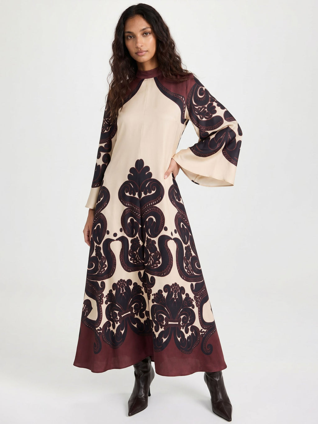 Dramatic Print Pattern Maxi Dress