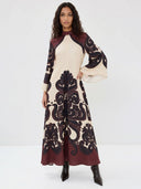 Dramatic Print Pattern Maxi Dress