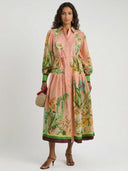 Papaya Bloom Belted Printed Maxi Dress