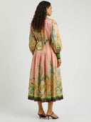 Papaya Bloom Belted Printed Maxi Dress