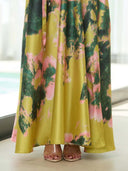Lime Floral Printed Wrap Maxi Dress