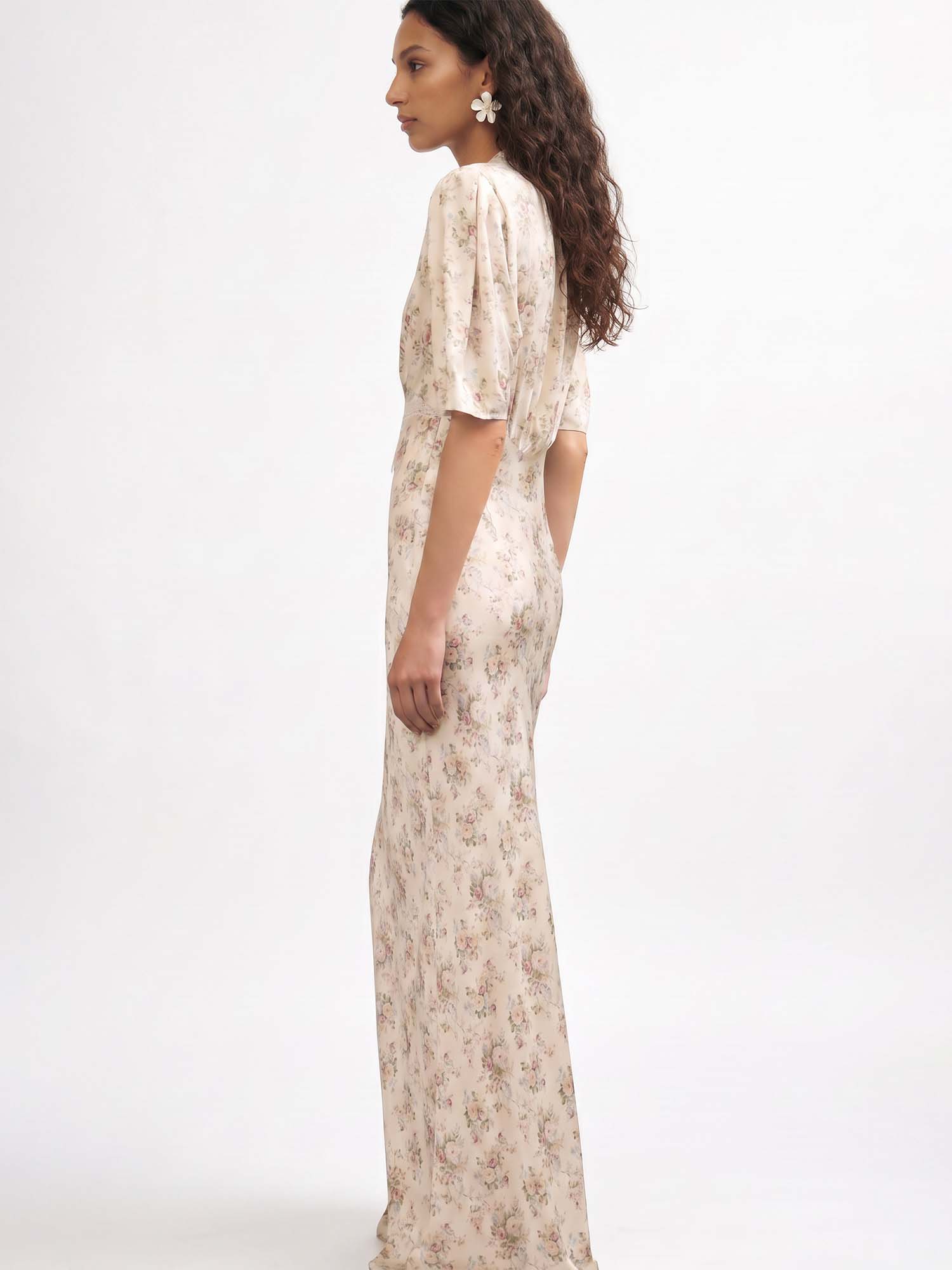 Floral Puff Sleeve Maxi Dress
