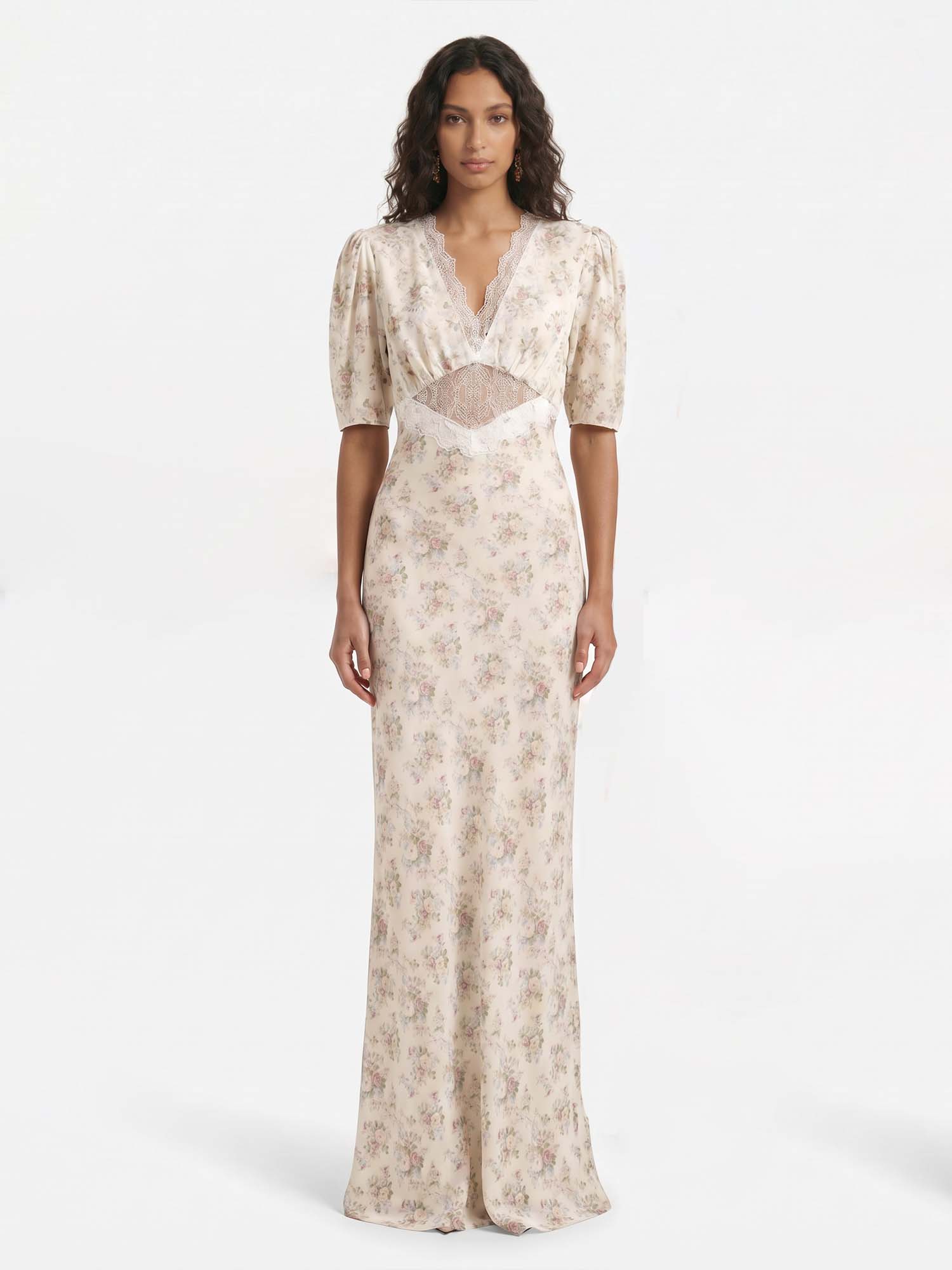 Floral Puff Sleeve Maxi Dress